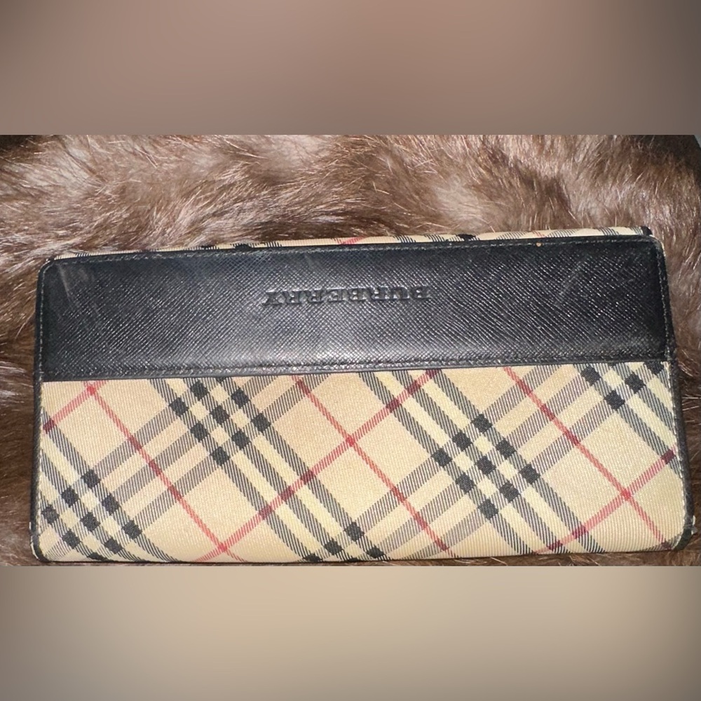 Burberry Beige and Black Plaid Clutch